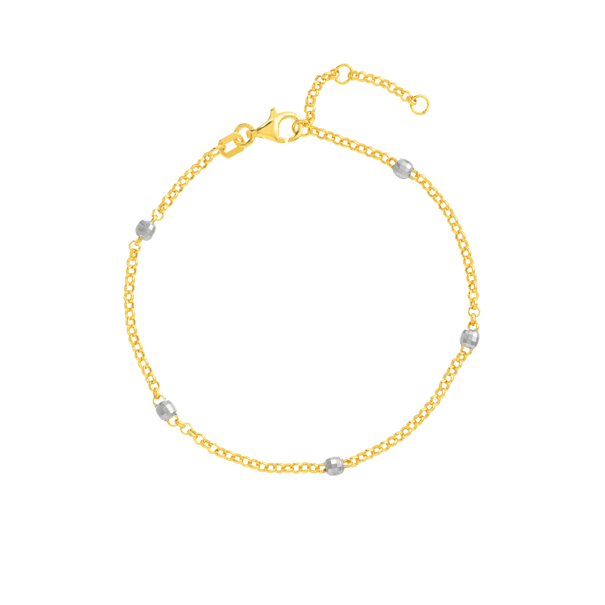 Two-Tone Disco Bead Rolo Chain Bracelet
