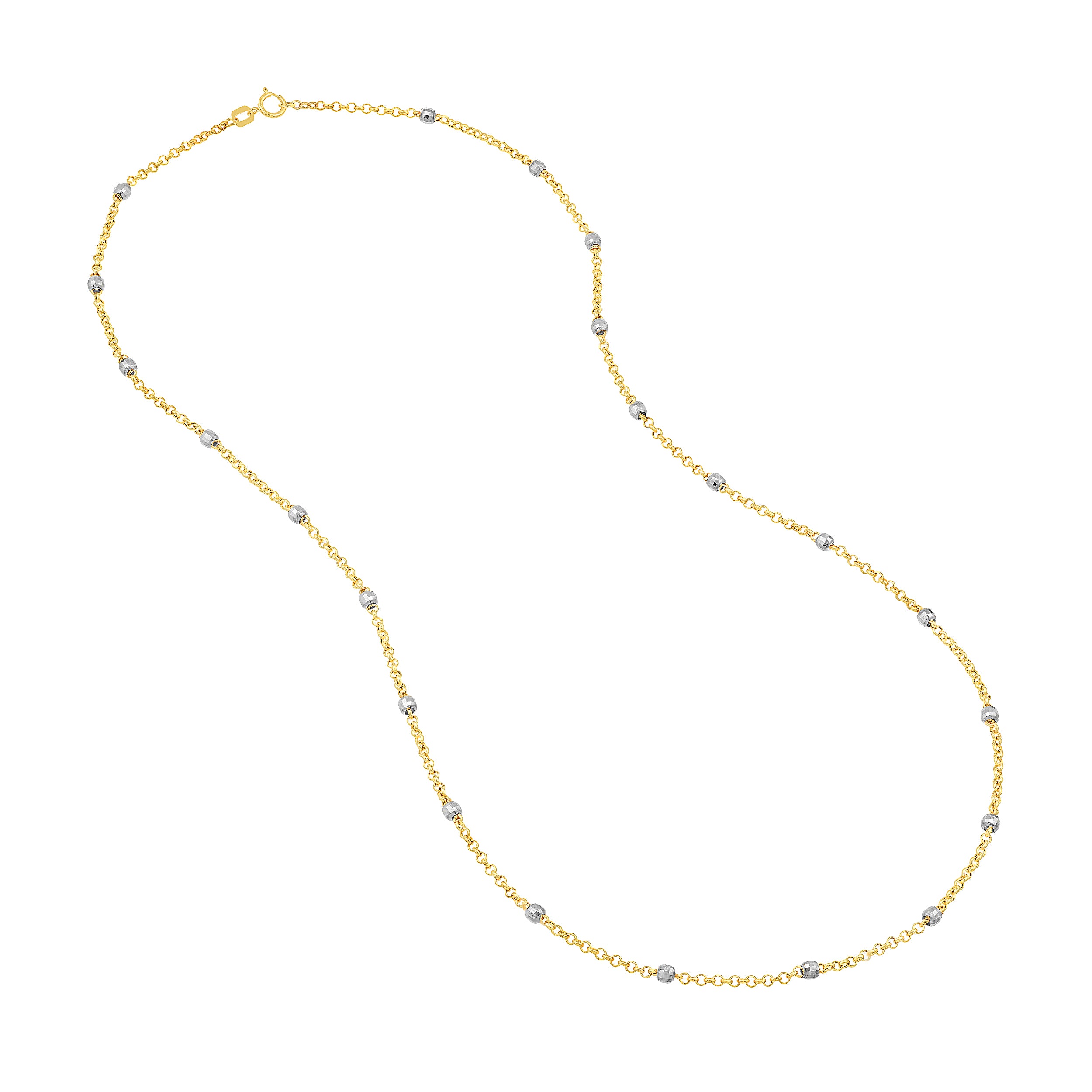 Two-Tone Disco Bead Rolo Chain Necklace