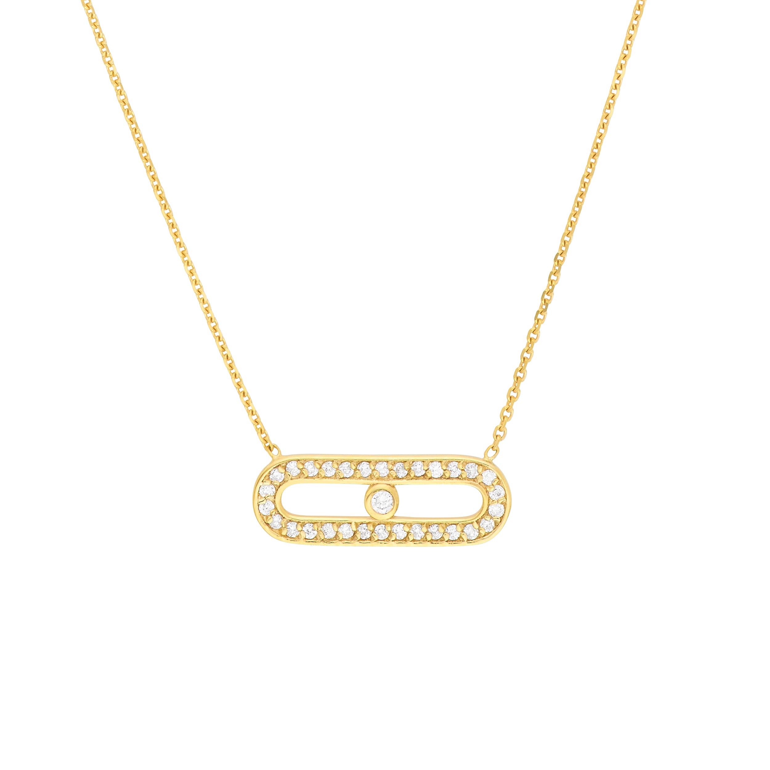 Diamond Paper Clip Element Necklace