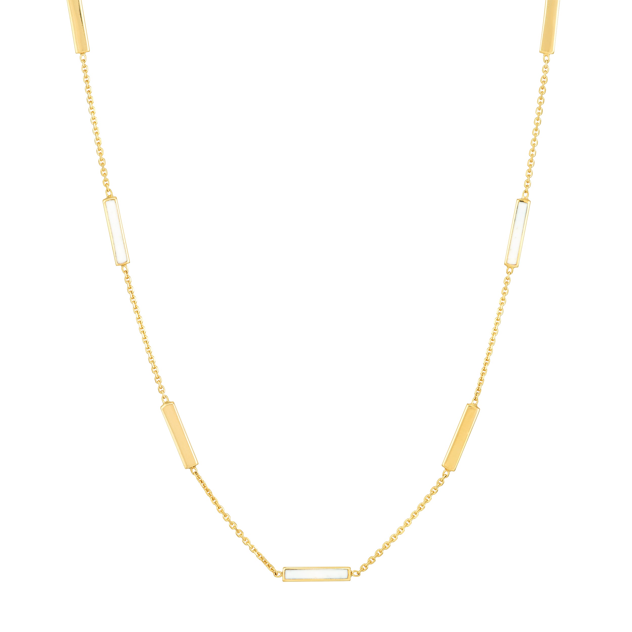 White Enamel Alternating Bar Necklace