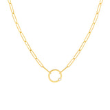 Bezel Diamond Ring Paper Clip Necklace