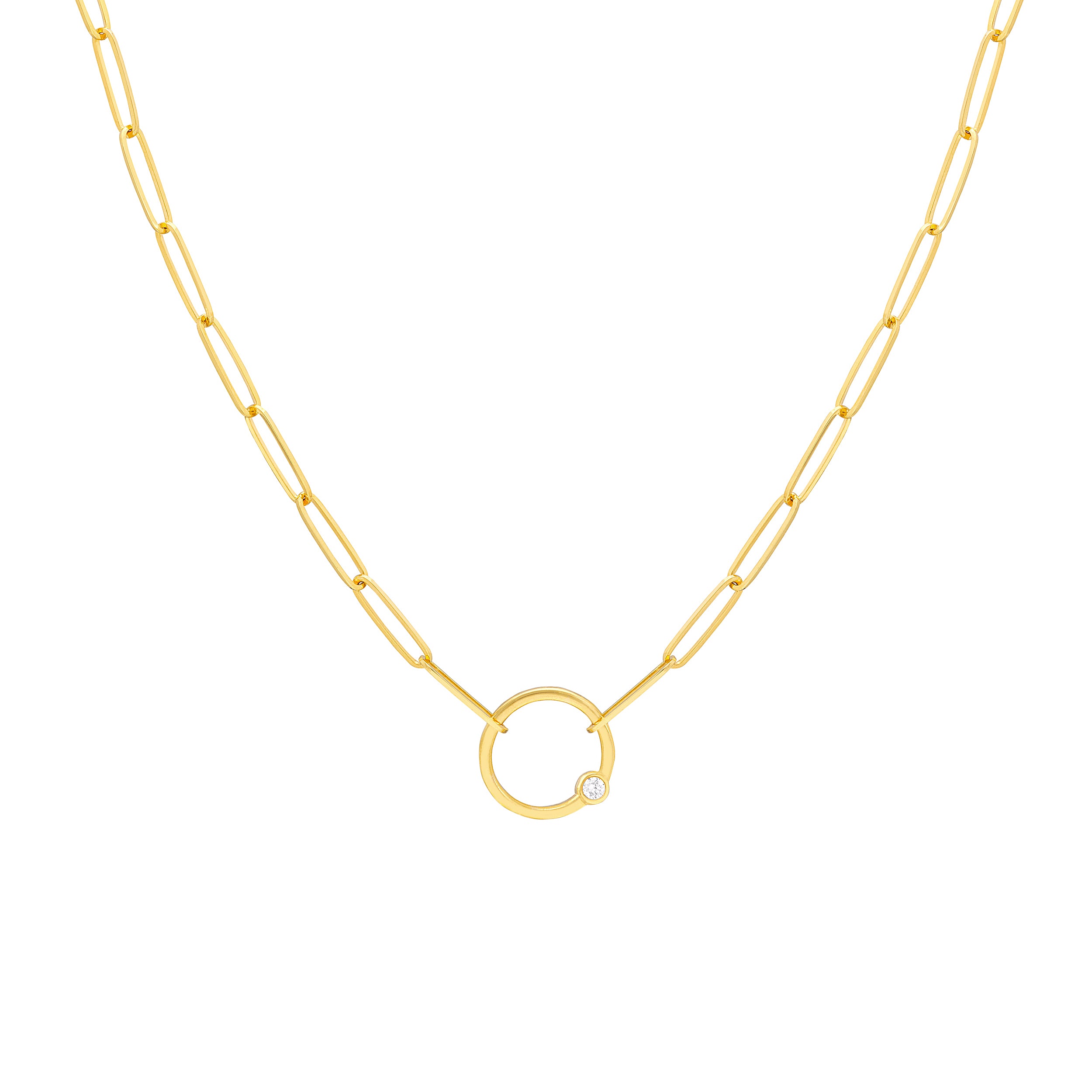 Bezel Diamond Ring Paper Clip Necklace
