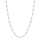 Light Turquoise Enamel Bead on Piatto Chain