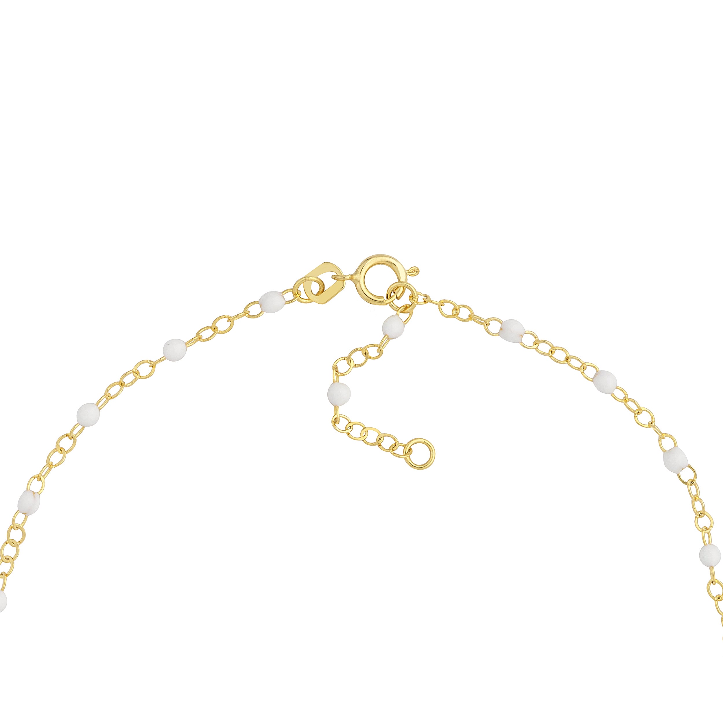 White Enamel Bead on Piatto Chain