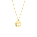 Fluted Cross Medallion Necklace
