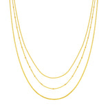 Rolo/Saturn/Curb Triple Chain Necklace