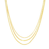 Rolo/Paper Clip/Curb Triple Chain Necklace