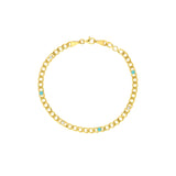 Diamond & Turquoise Enamel Curb Chain Bracelet