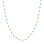 Cobalt Enamel Bead on Piatto Chain