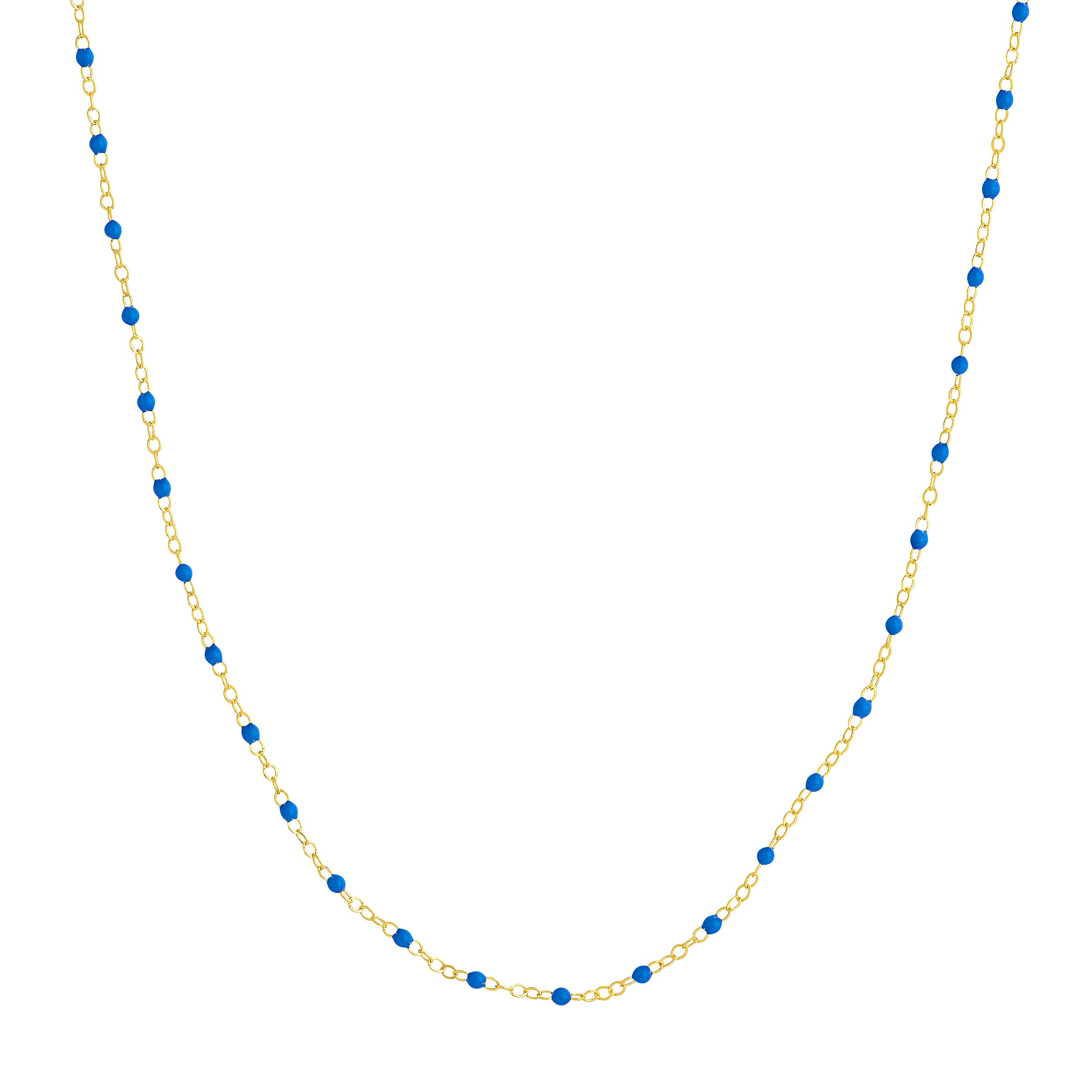 Cobalt Enamel Bead on Piatto Chain