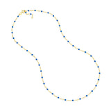 Cobalt Enamel Bead on Piatto Chain