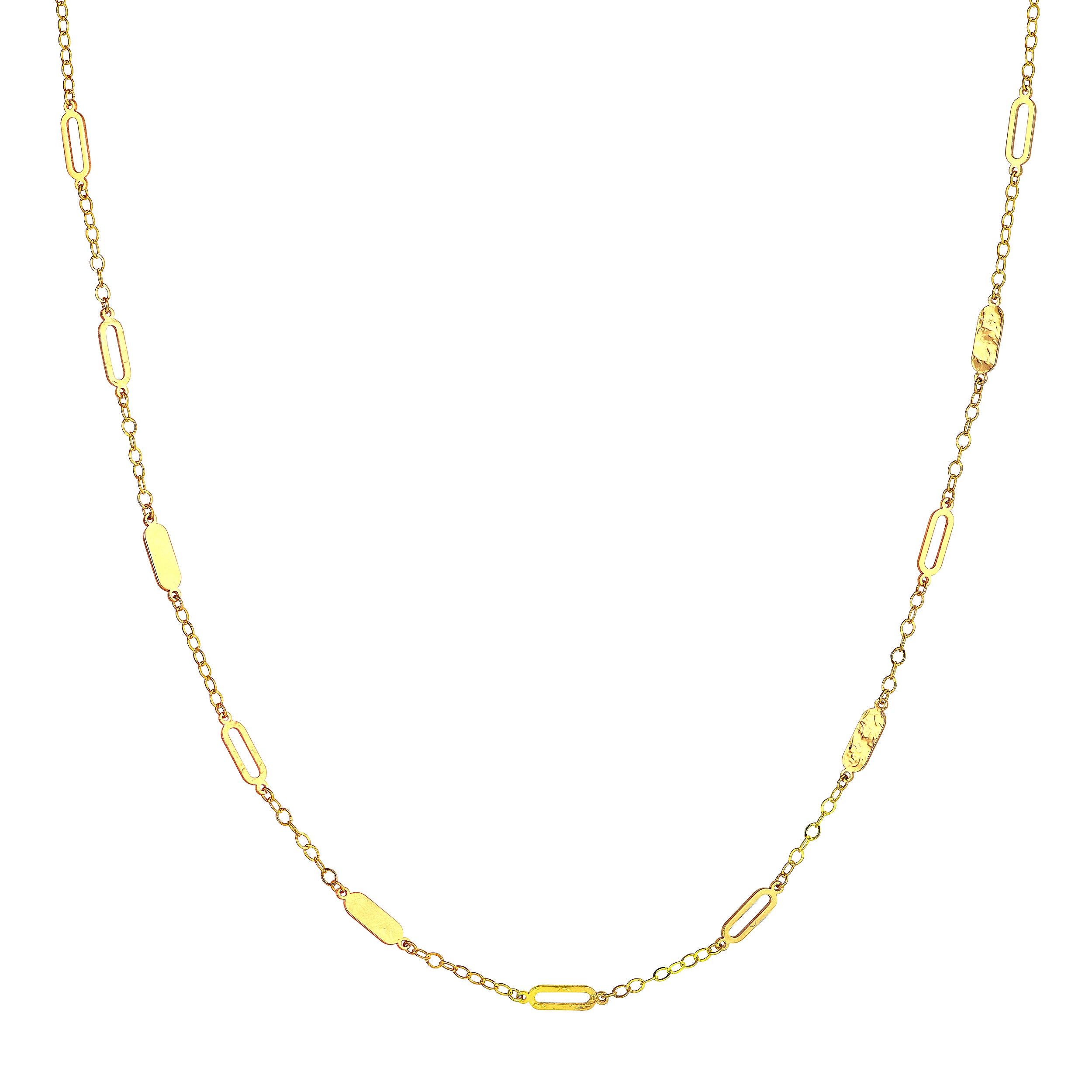 Mixed Oval Station Curb Chain Necklace