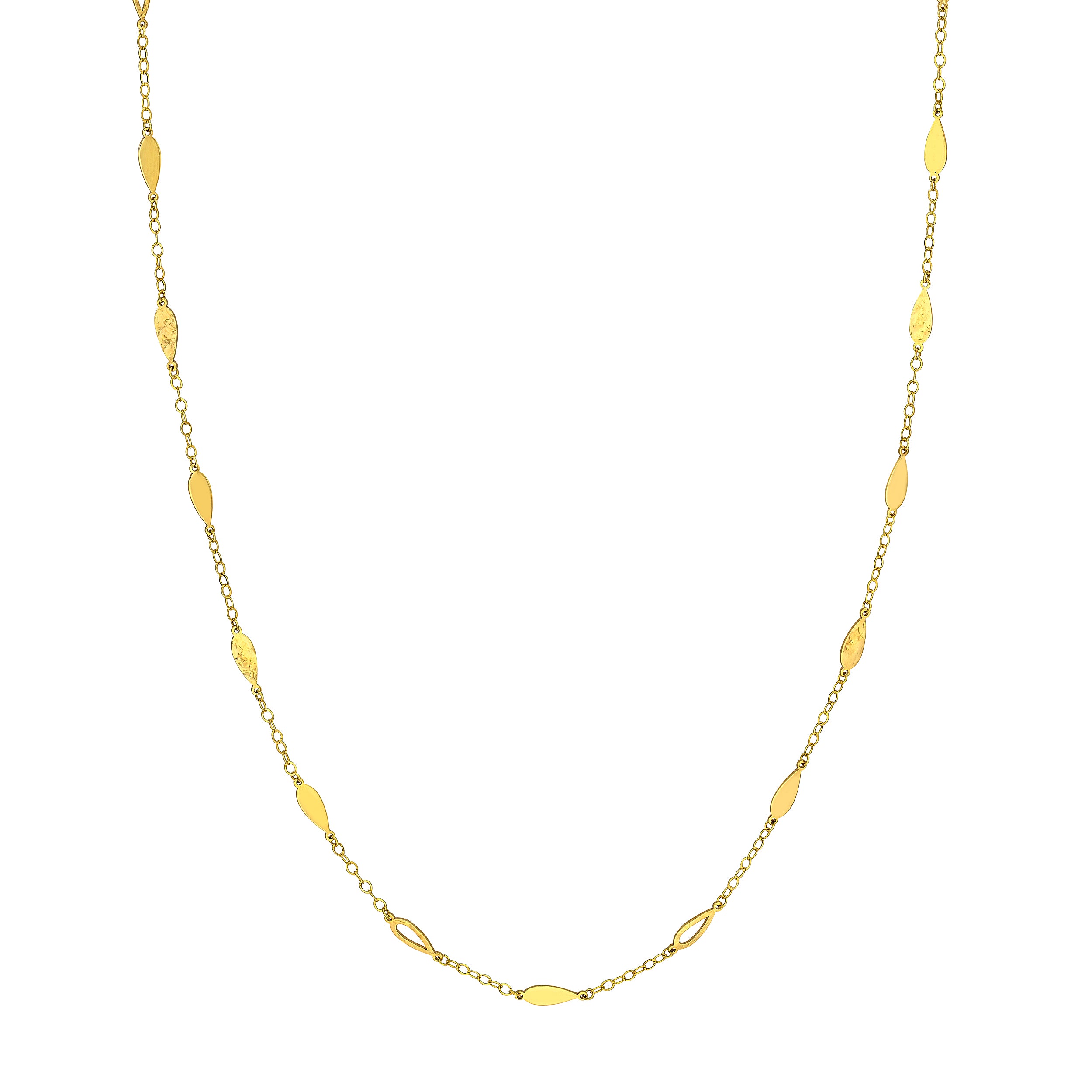 Mix Tear Drop Station Double Curb Necklace