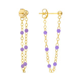 6 Beads Lilac Enamel Front to Back Earrings