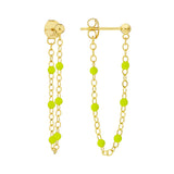 6 Beads Green Enamel Front to Back Earrings