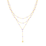 Lilac Enamel Layered Lariat Necklace