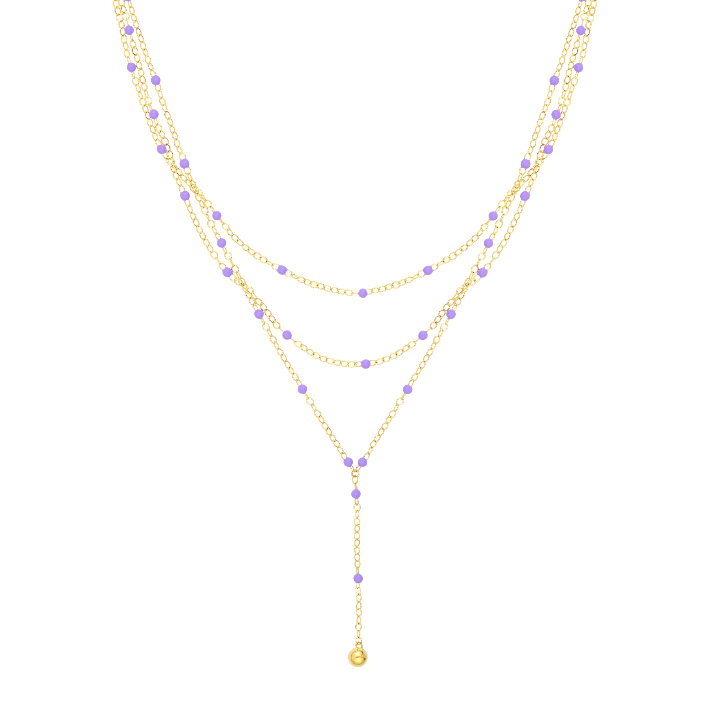 Lilac Enamel Layered Lariat Necklace
