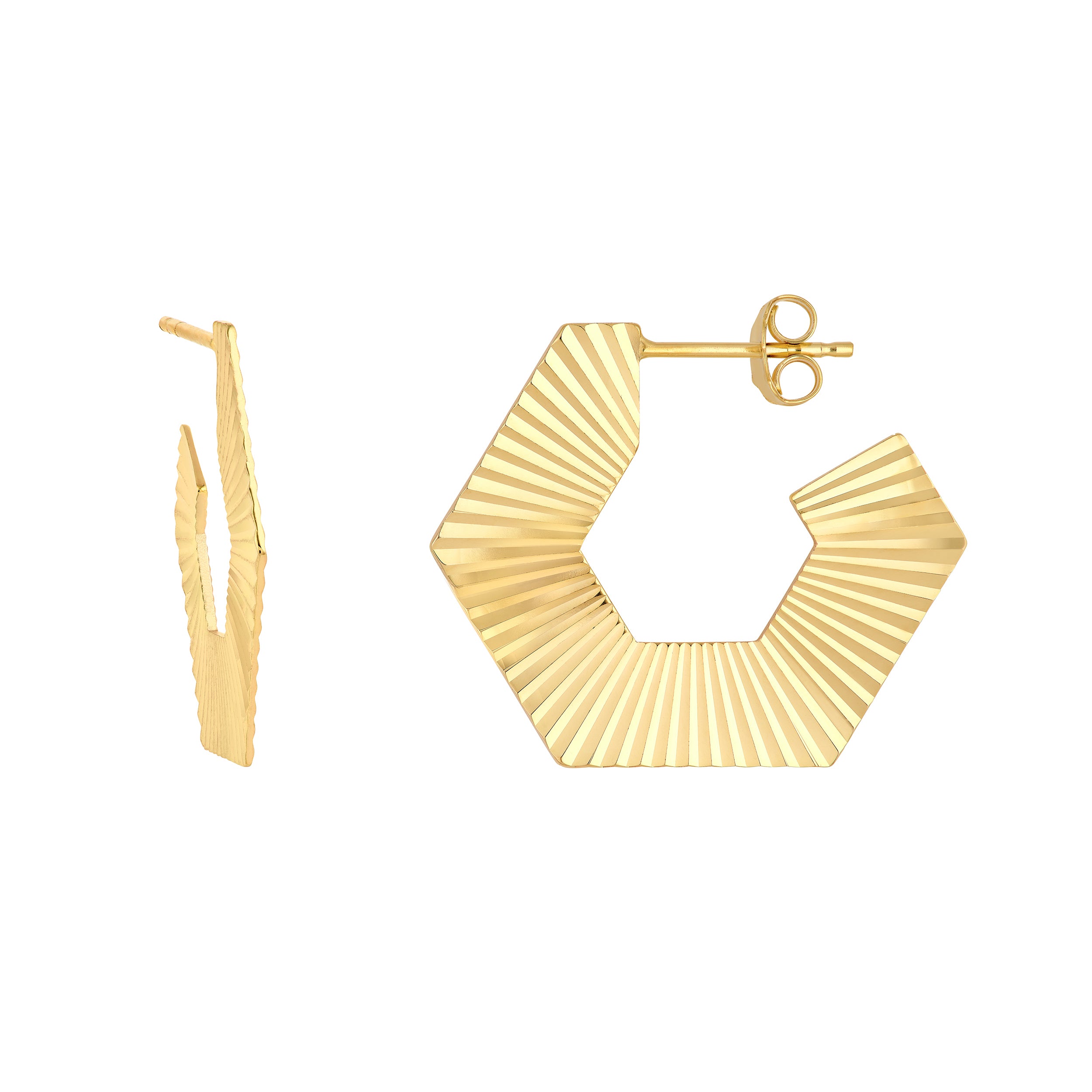 Hexagon Radiant J Hoop Earrings