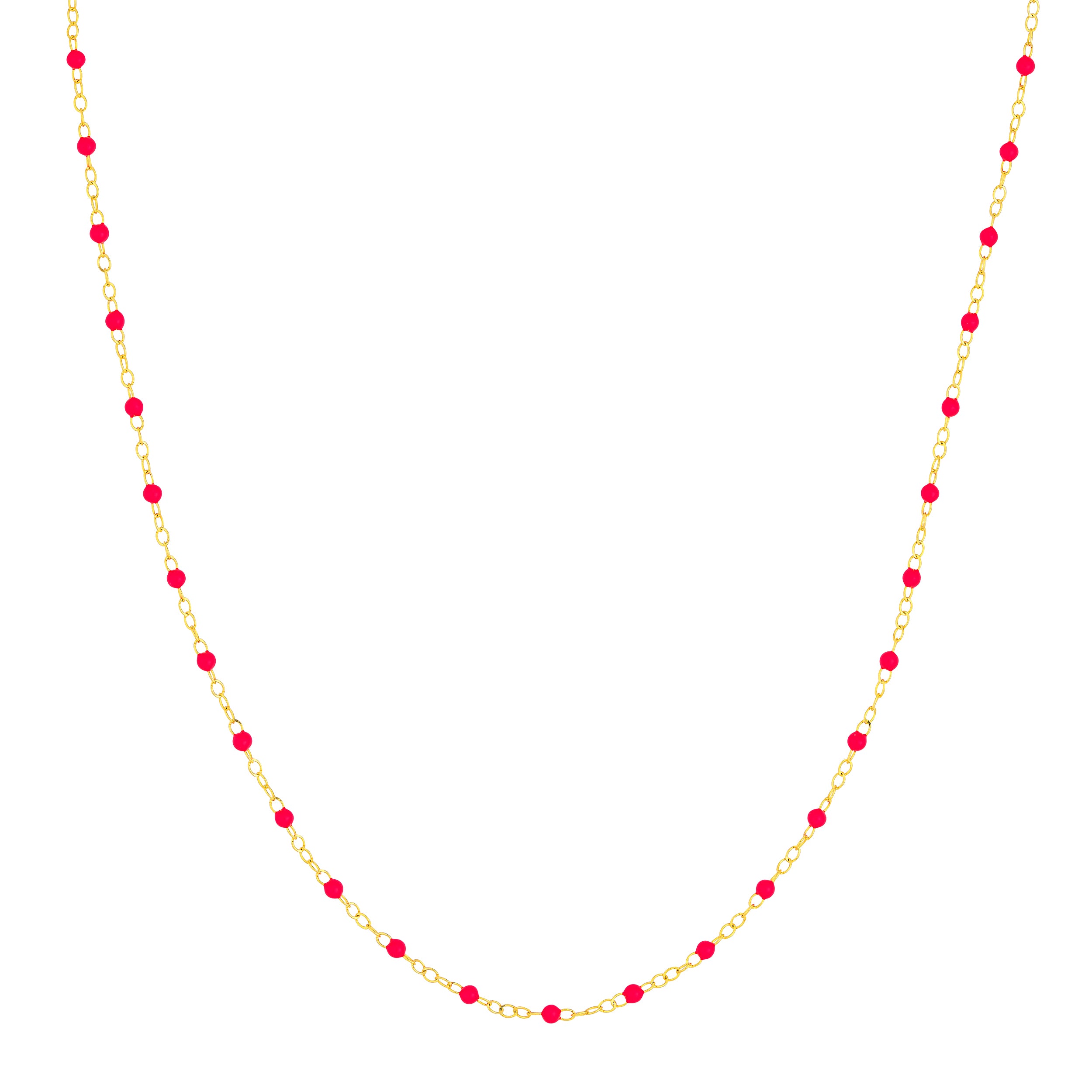 Neon Pink Enamel Bead Piatto Chain