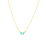 Light Turquoise Buttlerfly Necklace with Diamond