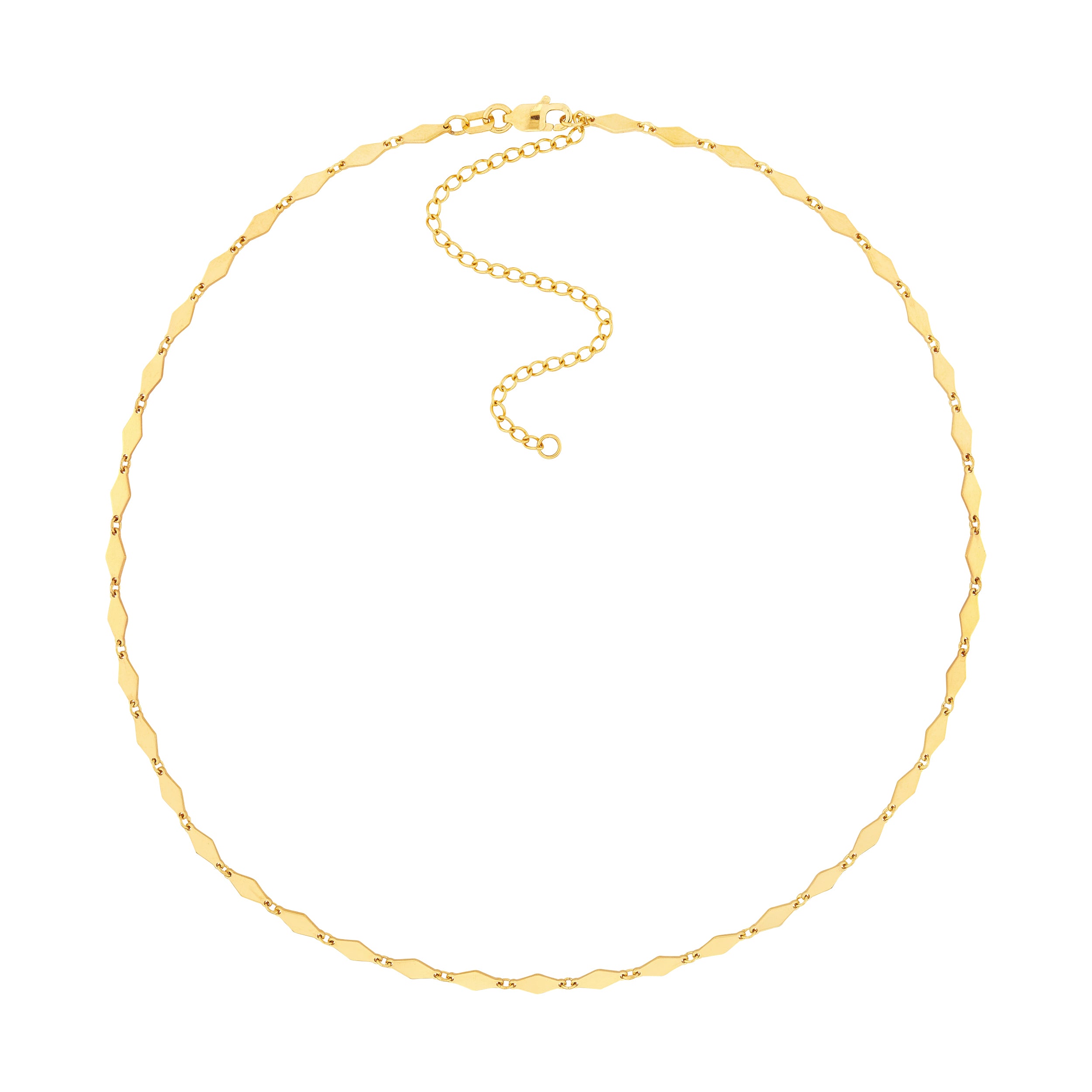 Mirror Diamond Shape Link Choker Necklace with Lobster