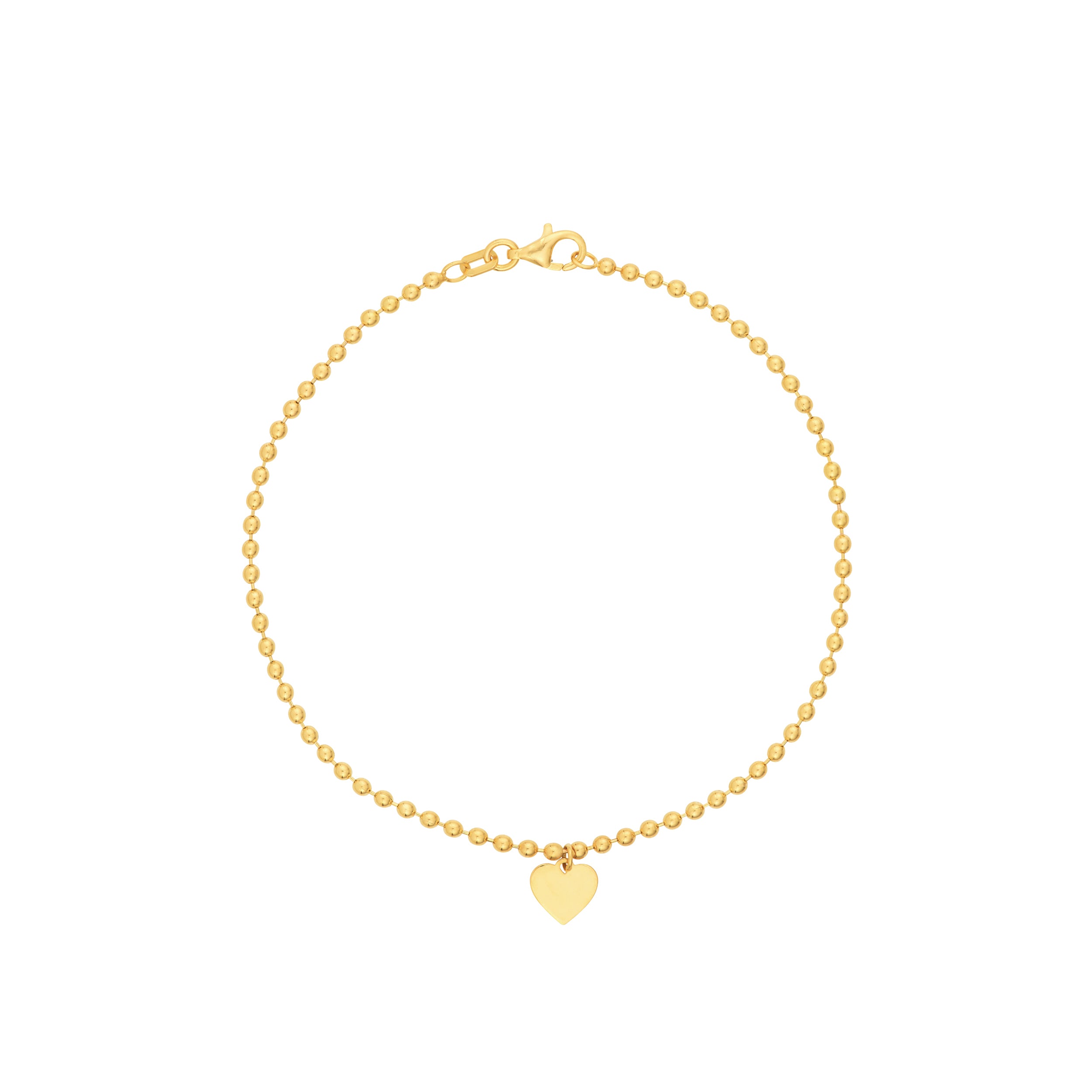 2.0mm Beaded Chain with Dangle Heart Bracelet