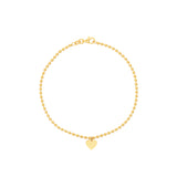 2.0mm Beaded Chain with Dangle Heart Bracelet