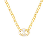Diamond Puff Link on Rolo Necklace