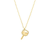 Fluted Diamond Frame Key Pendant on Paper Clip Chain