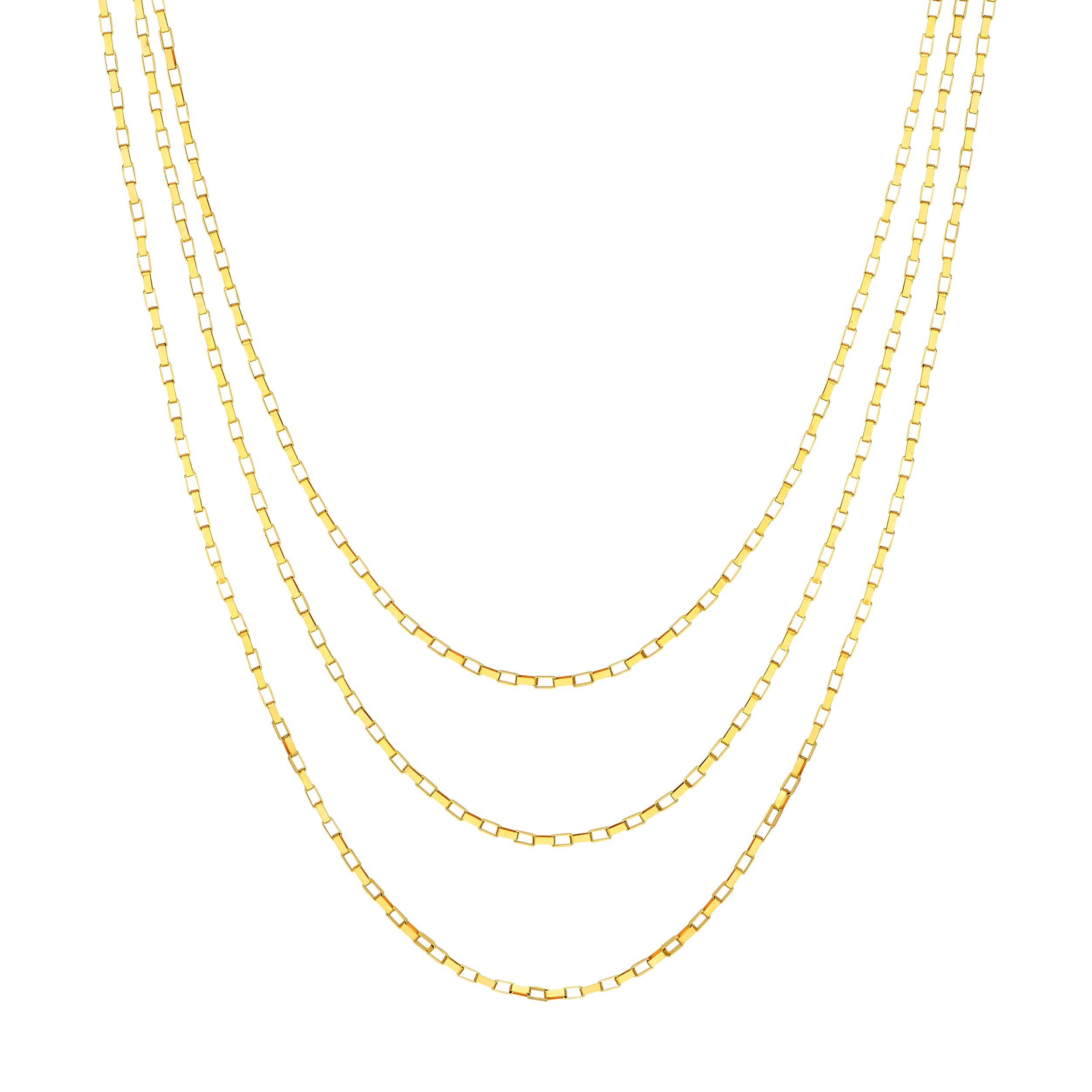 Triple Graduated Box Link Necklace