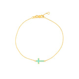 Lt.Turquoise Enamel Sideways Cross Bracelet