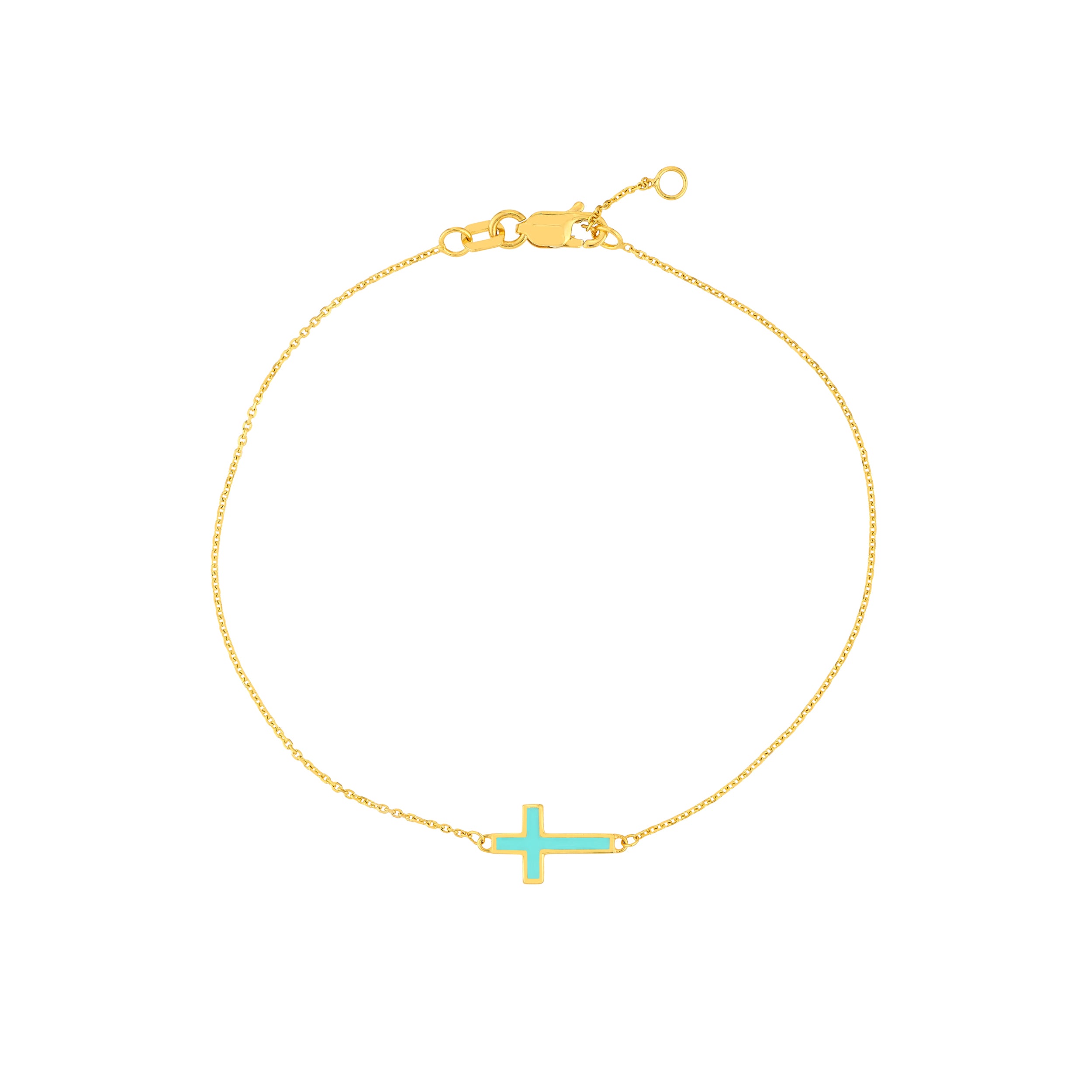 Lt.Turquoise Enamel Sideways Cross Bracelet