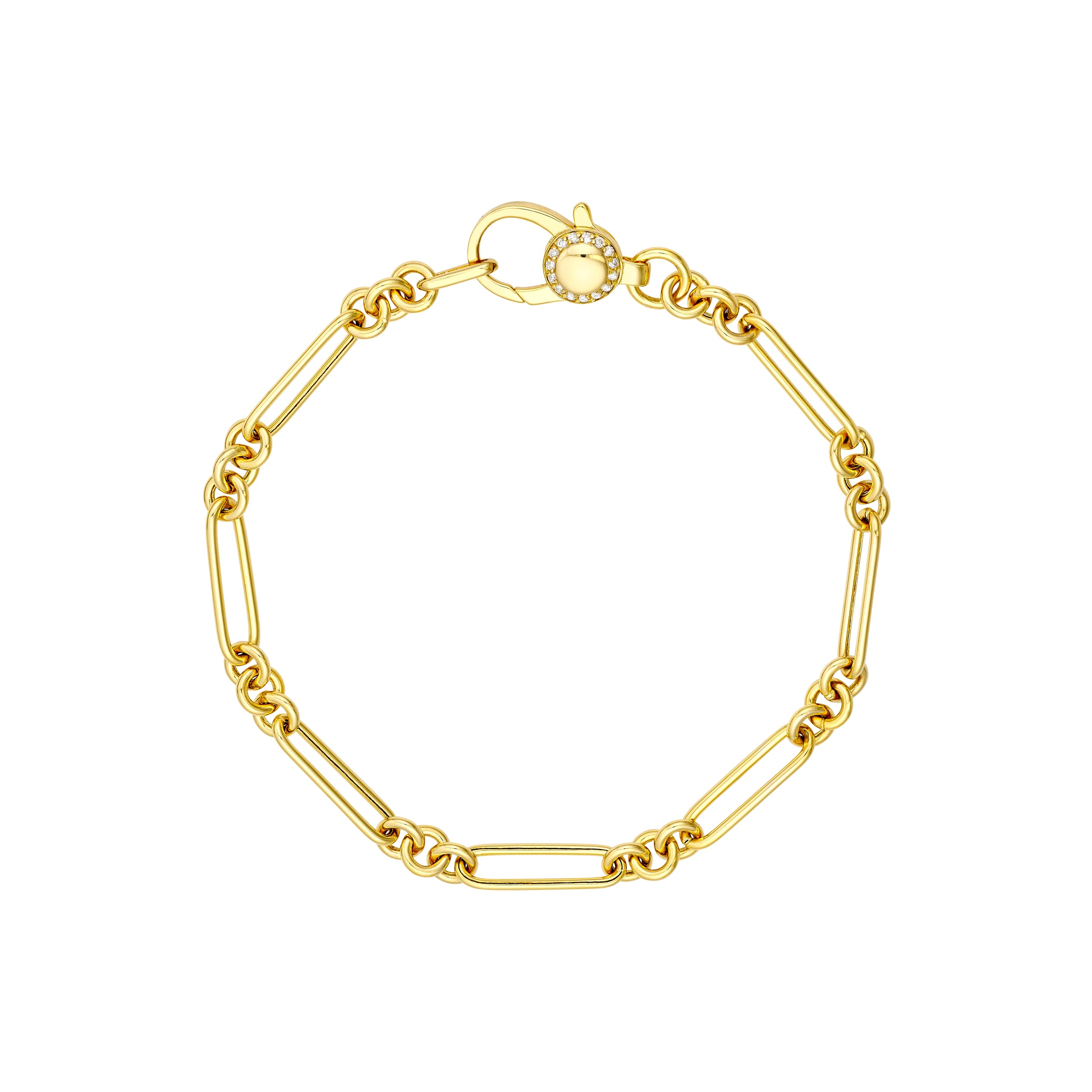 3+1 Hollow Paper Clip Bracelet with Diamond Lock