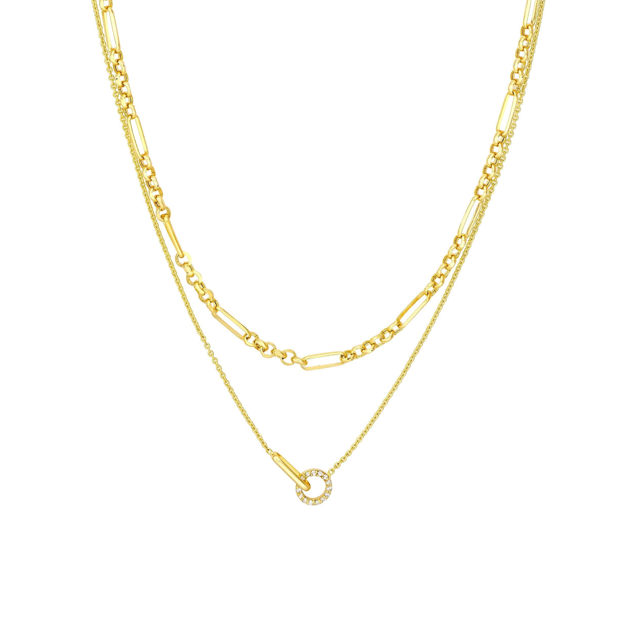 Diamond Circle Duet Layered Necklace