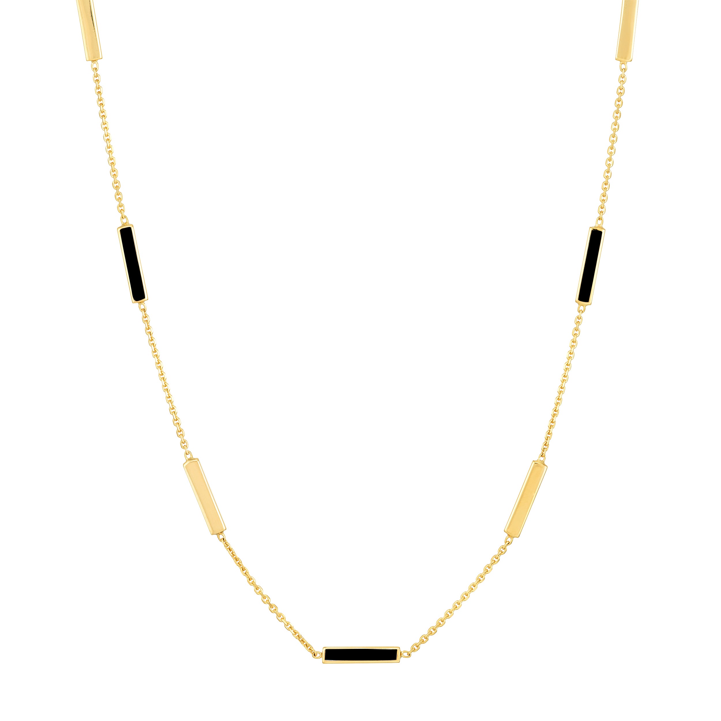 Black Enamel Alternating Bar Station Necklace