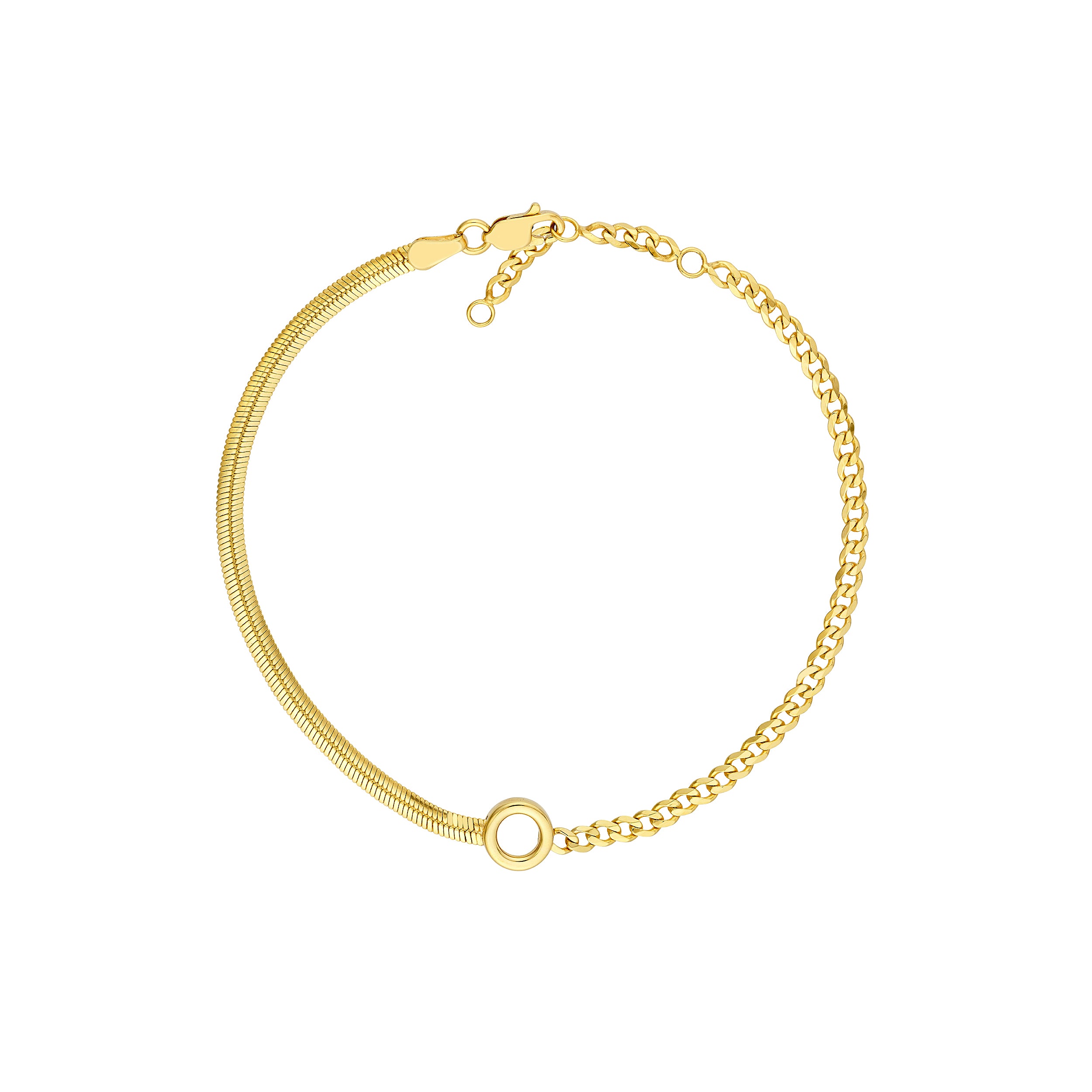 50/50 Snake + Curb Circle Station Bracelet Adjustable LL