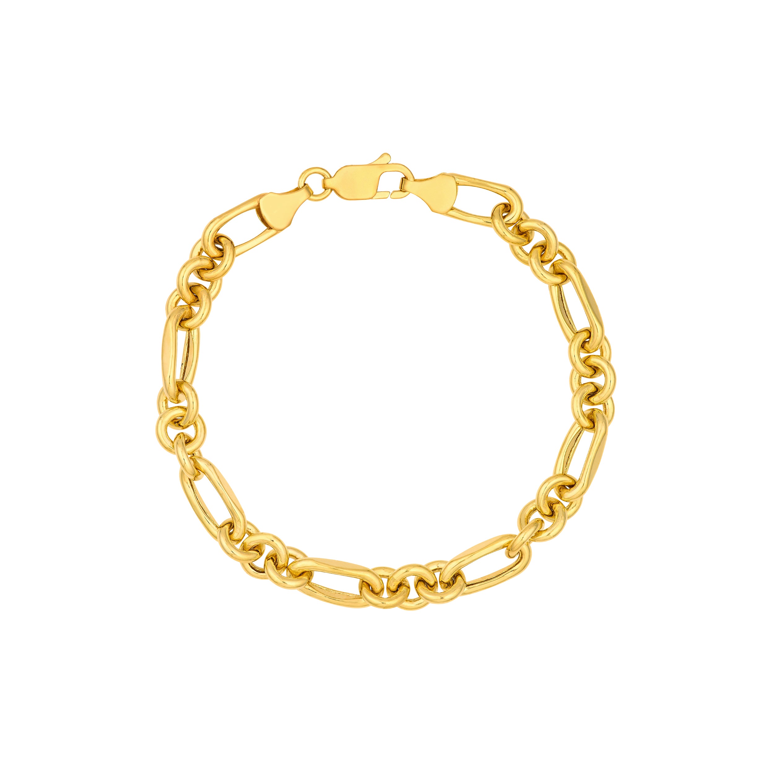Hollow Rolo Paper Clip Oval Link (3+1) Bracelet
