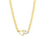 Two Tone Push Lock Heart Pendant Necklace
