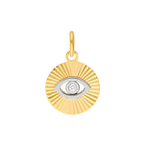 Diamond Two-Tone Fluted Evil Eye Charm