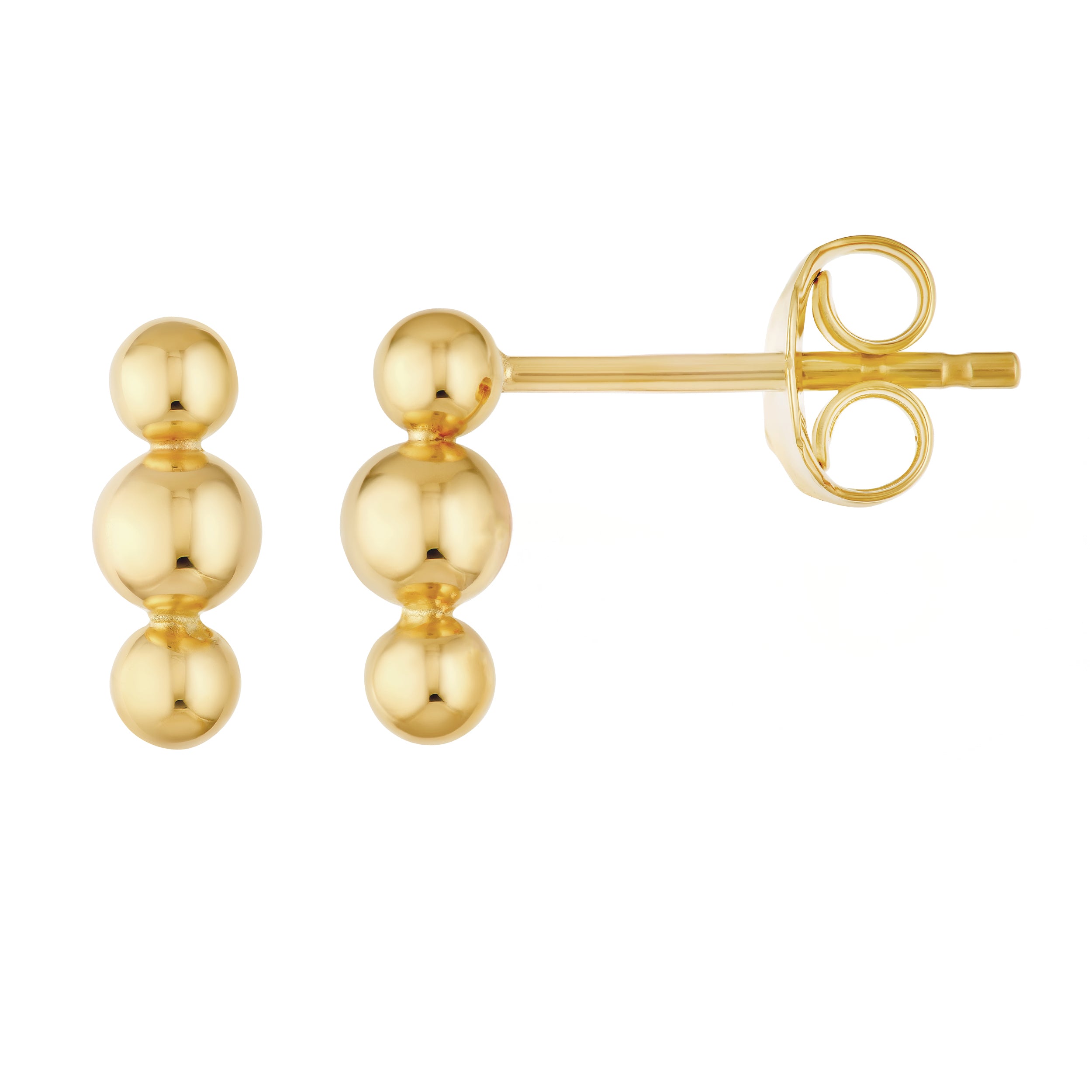 Linear Trio Bead Stud Earrings