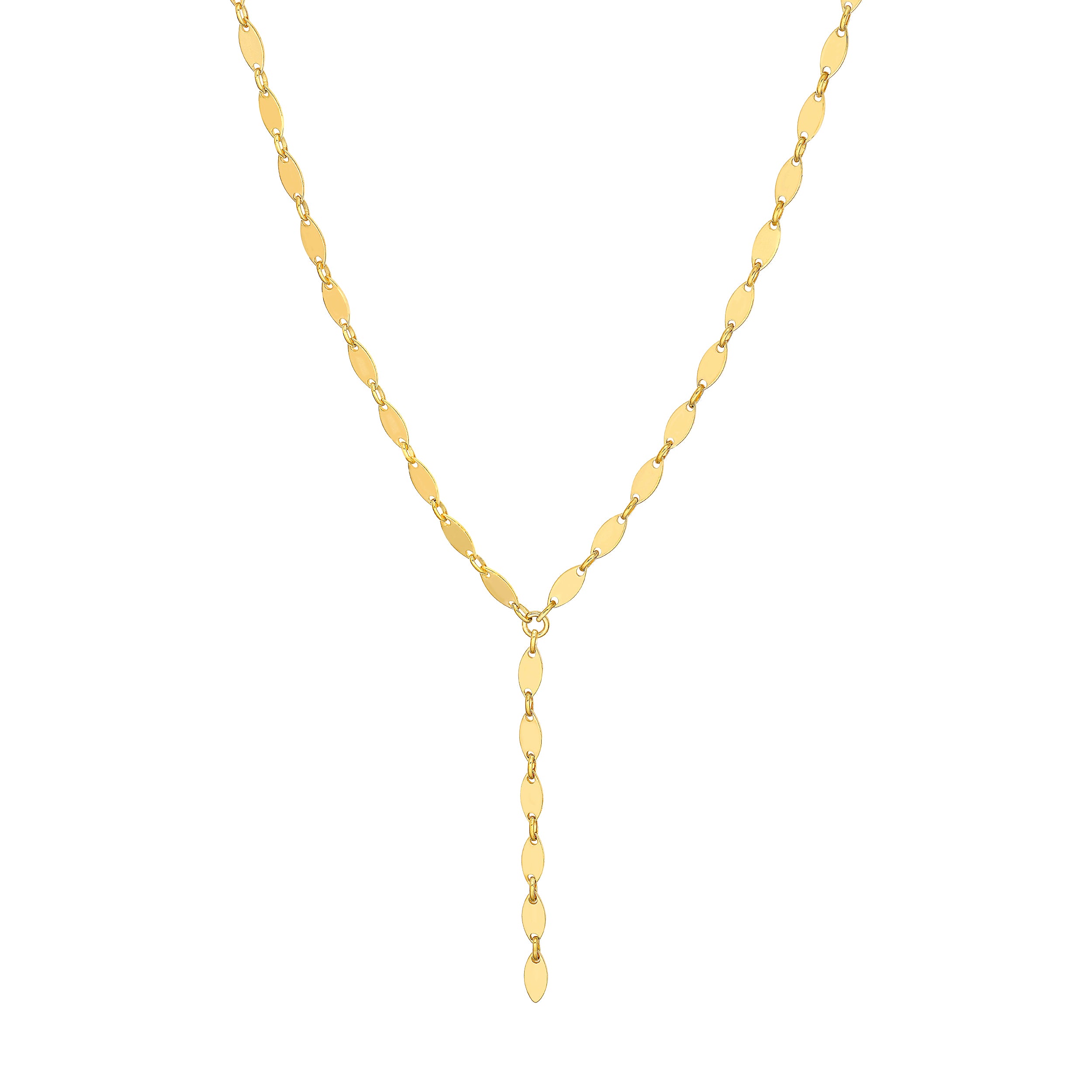 Mirror Oval Shape Link Lariat Necklace