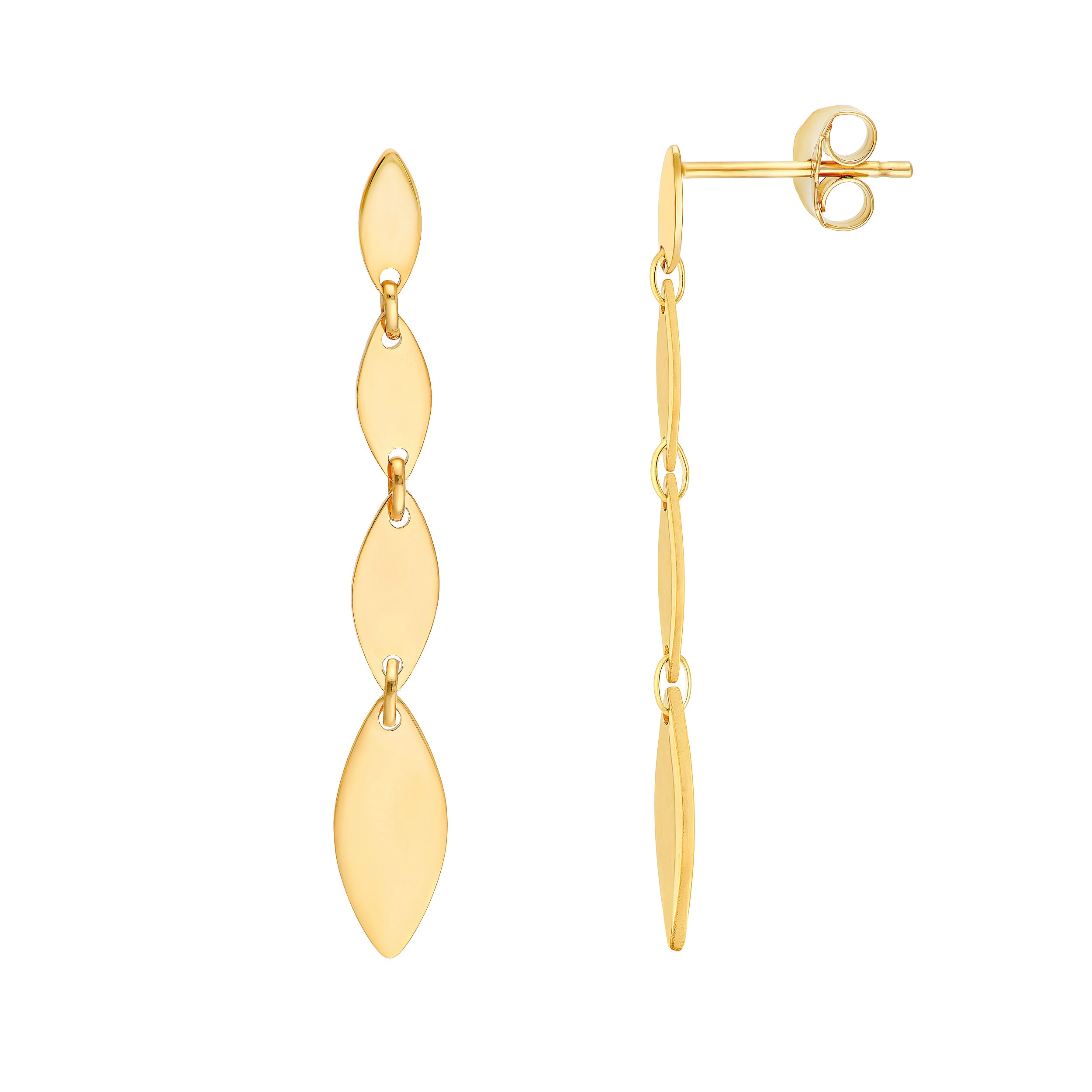 Mirror Graduated Oval Shape Link Dangle Earrings