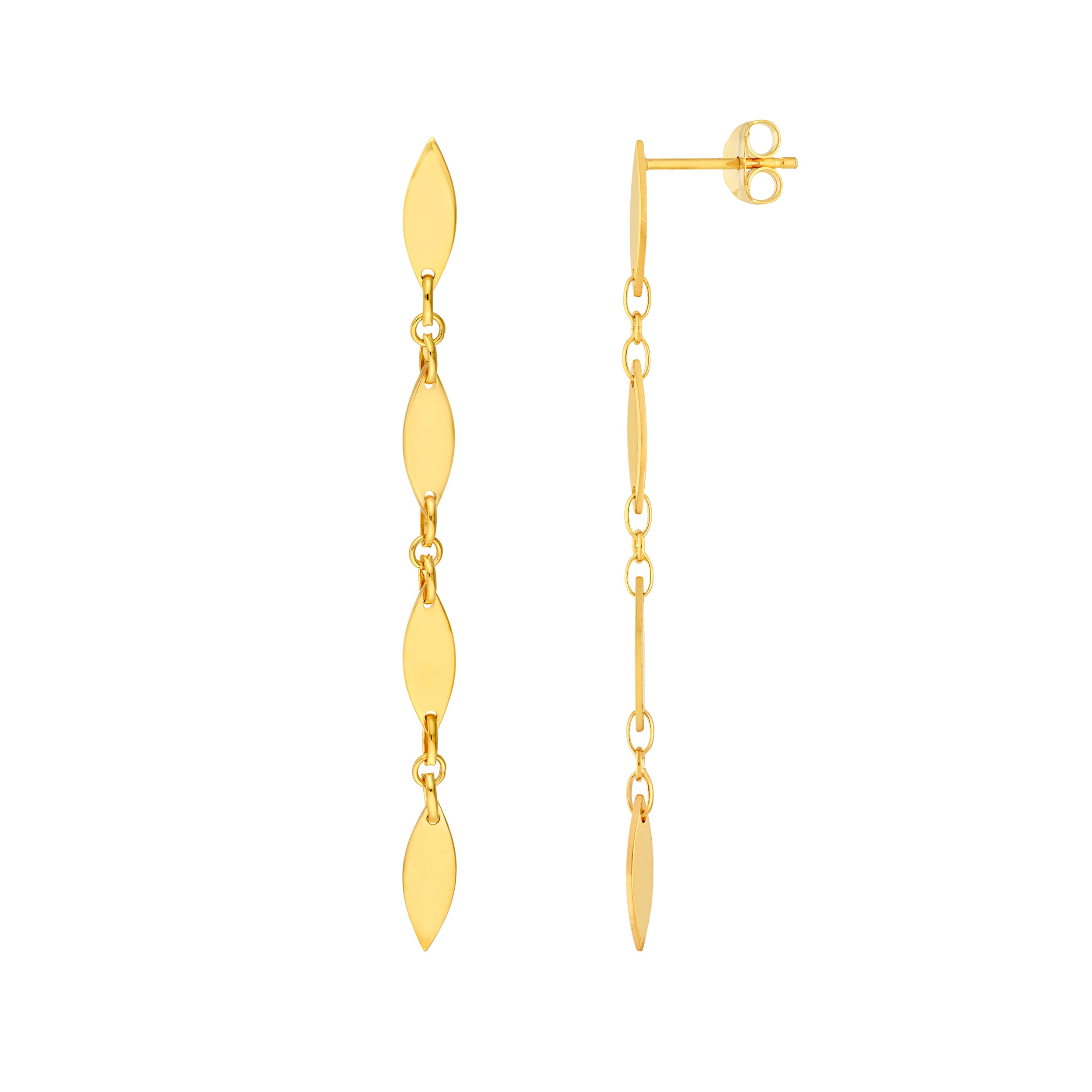 Mirror Long Diamond Shape Link Dangle Earrings