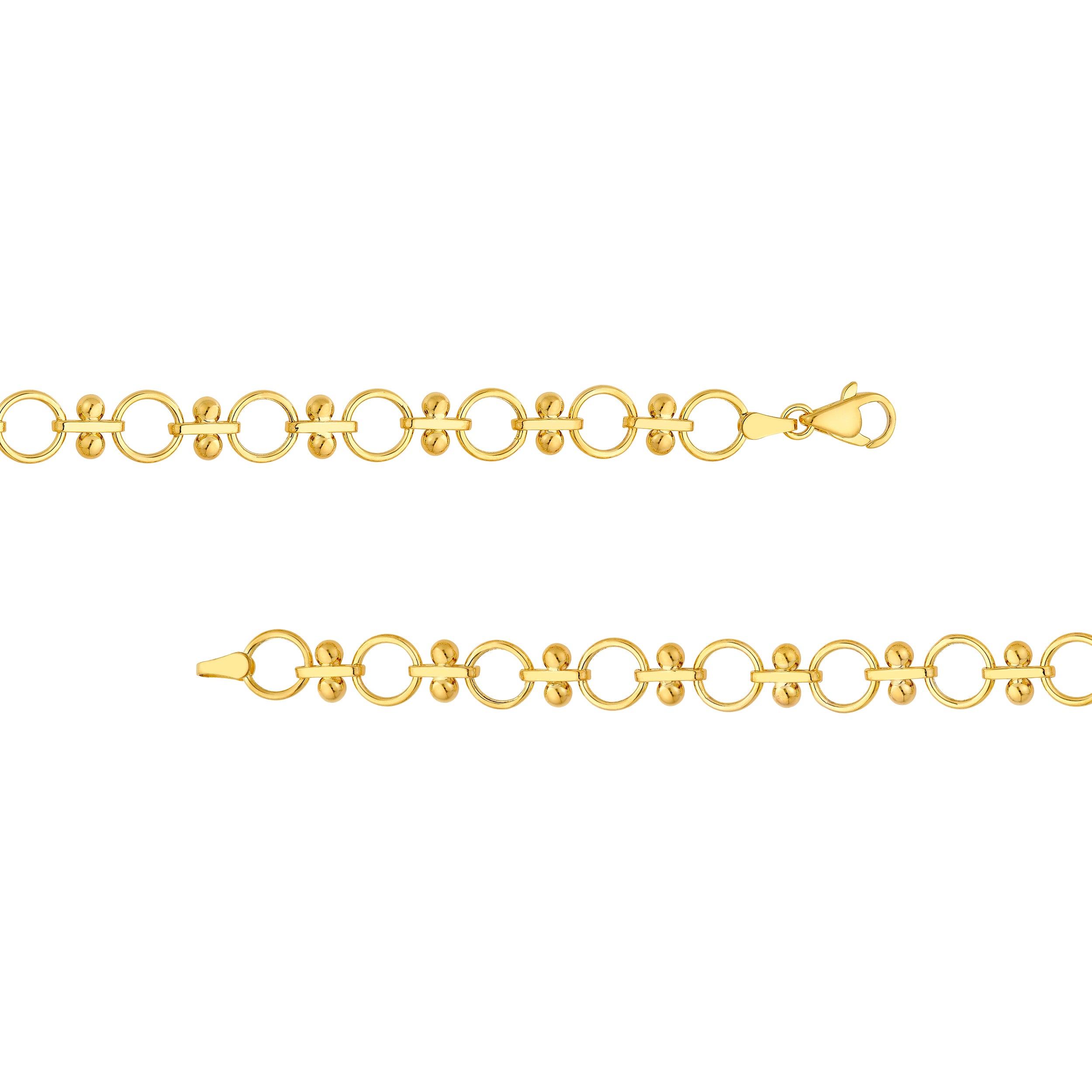 Alternating Round Link and Beaded Bar Necklace