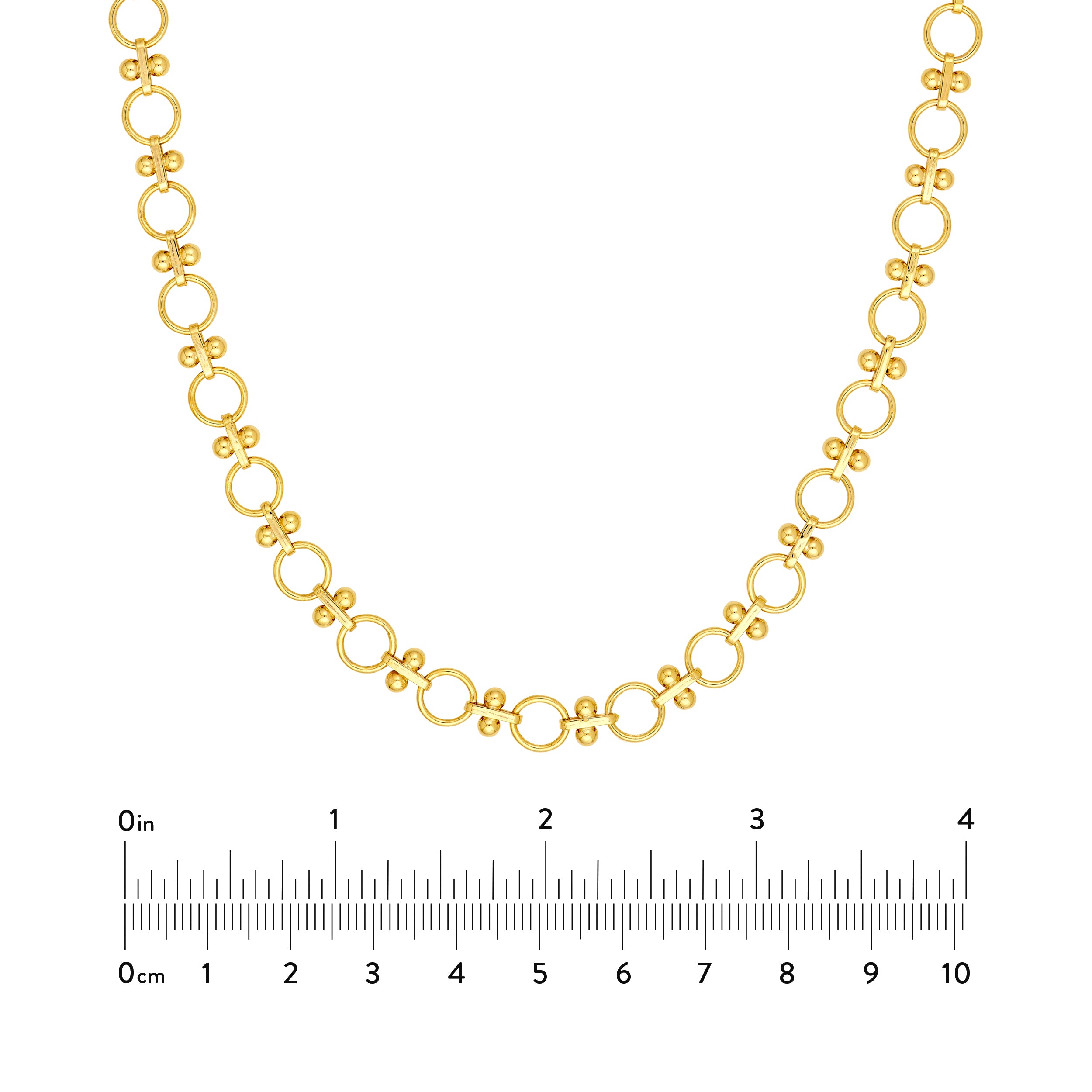 Alternating Round Link and Beaded Bar Necklace