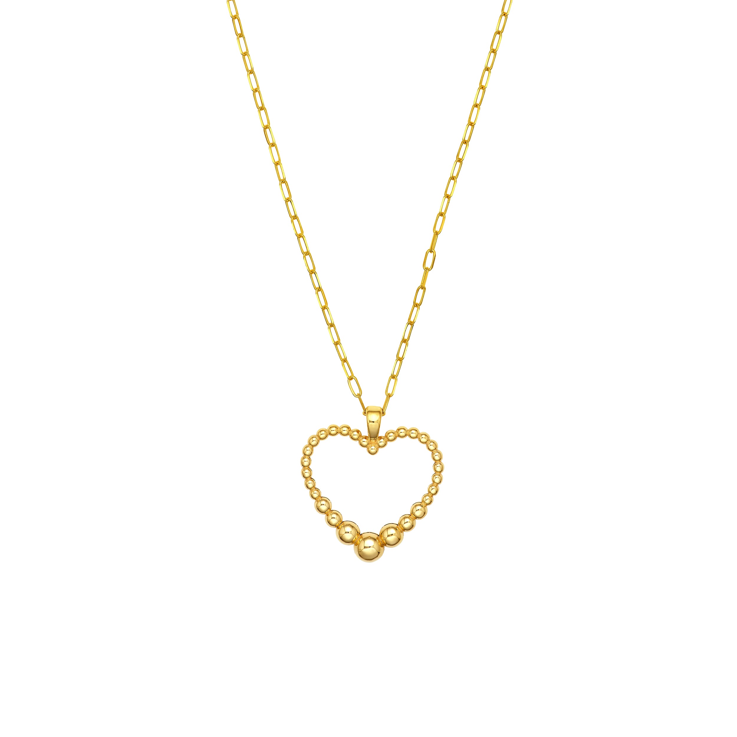 Graduated Beaded Heart Pendant Necklace