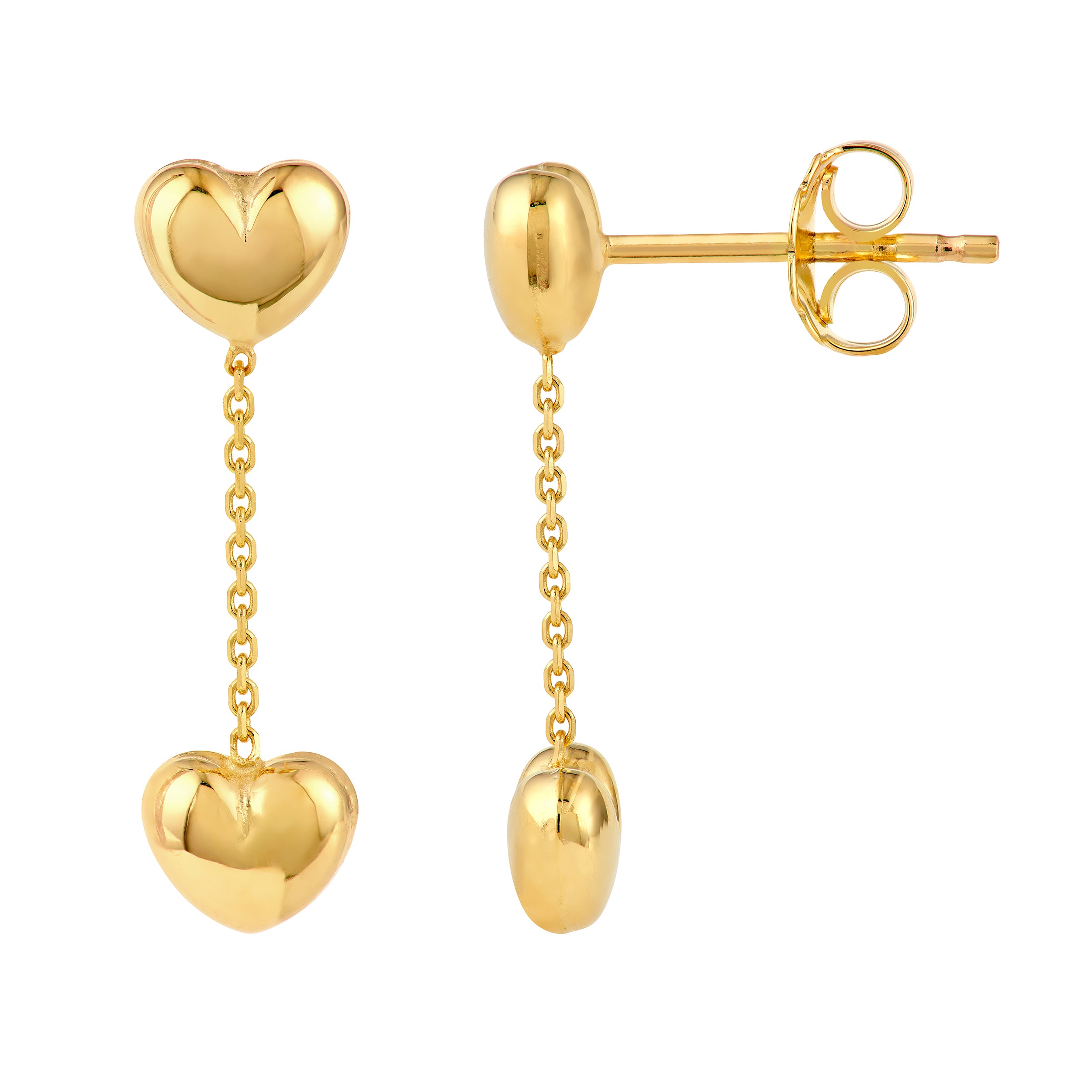 Heart Cable Chain Dangle Earrings