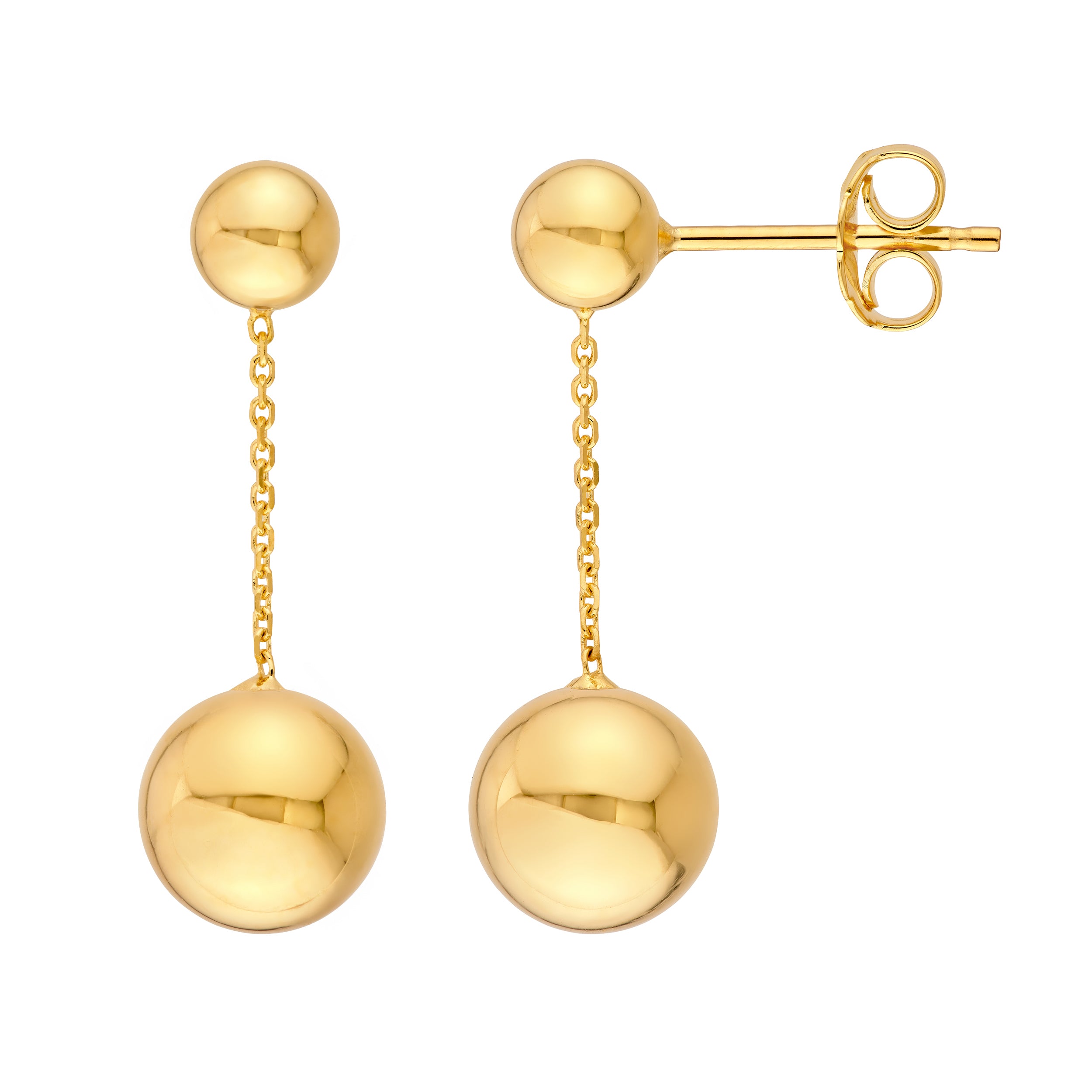 Large Bead Cable Chain Dangle Earrings
