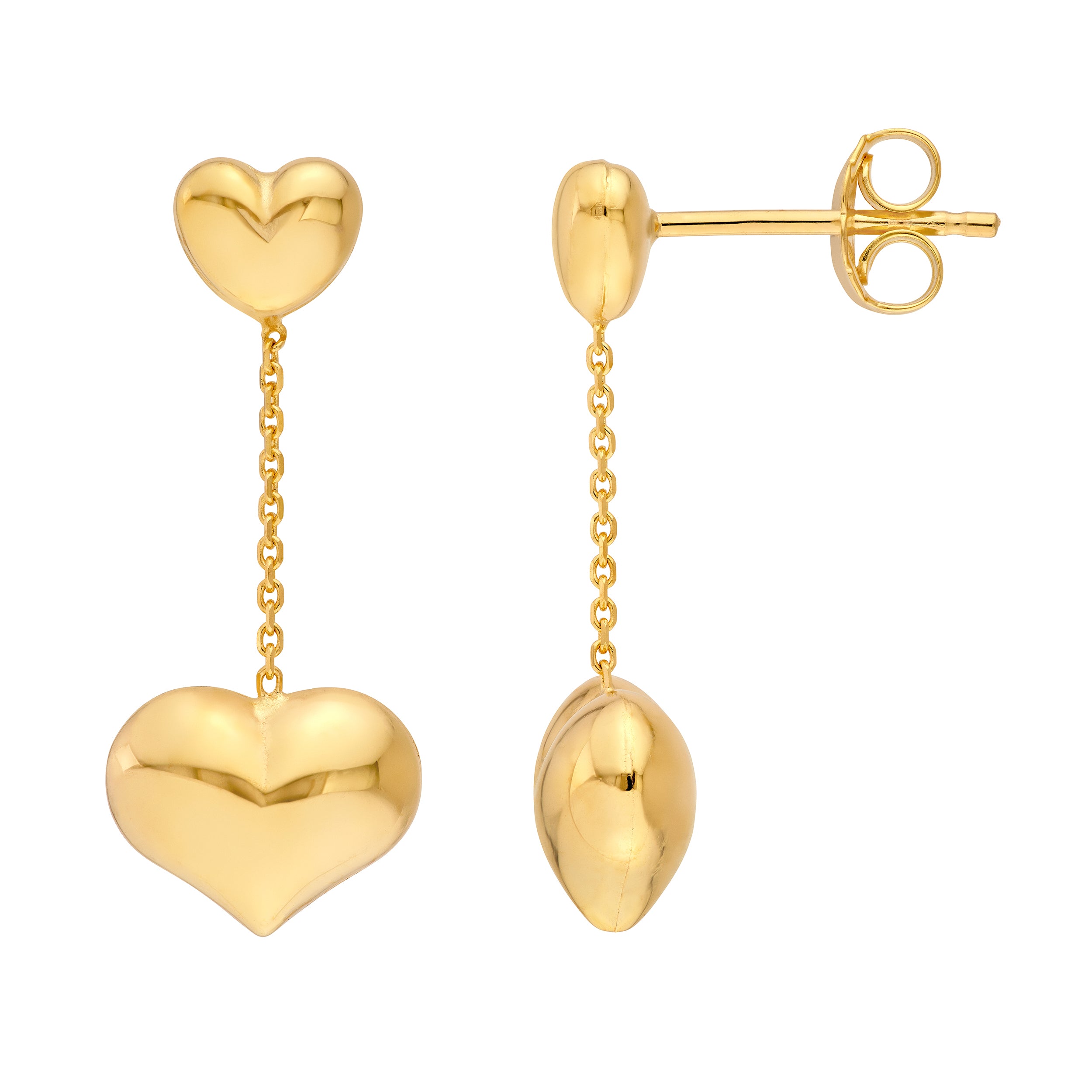 Large Heart Cable Chain Dangle Earrings