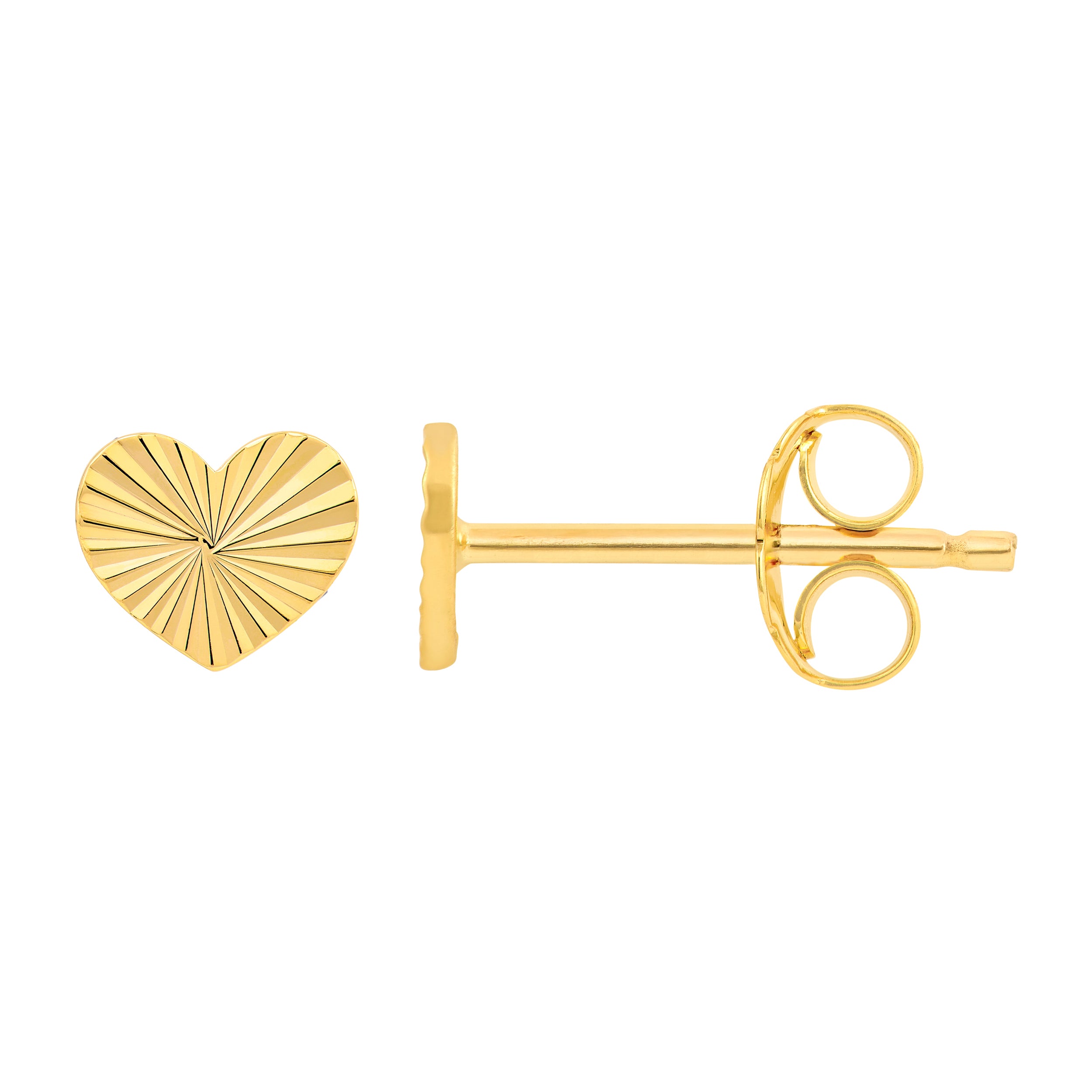 Small Fluted Heart Stud Earrings